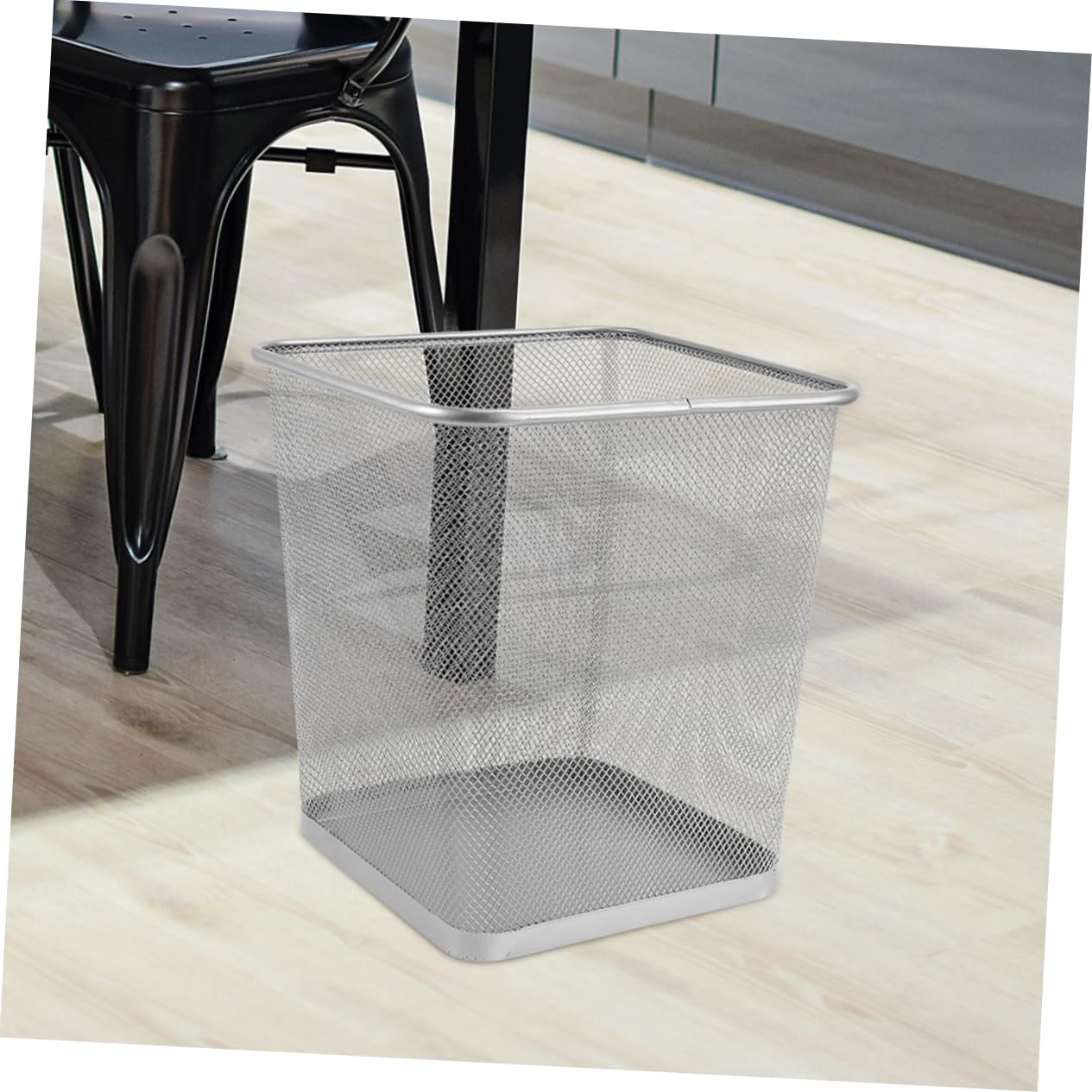 SHINEOFI 2piezas Papelera De Metal Cuadrada Para y Diseño y Espacioso Para Dormitorio y Escritorio Unidades Negro y Plata