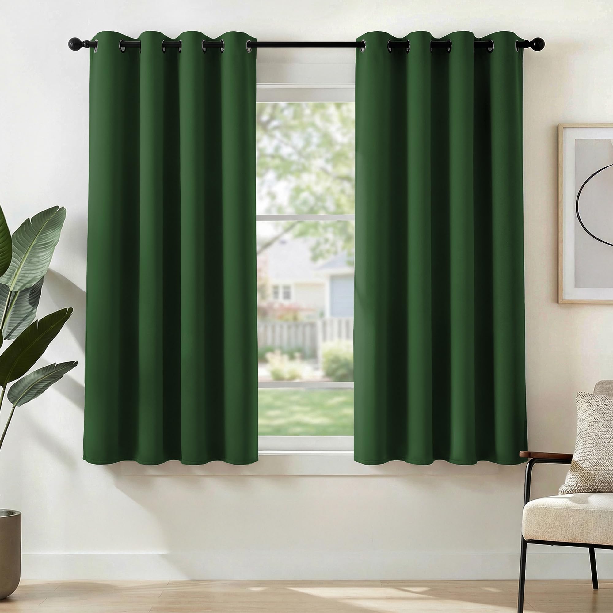 Deconovo Girls Dark Green Home Decorative Thermal Insulated Curtains Blackout Curtains Eyelet Curtains For Bedroom W52 X L54 Inch Two Panels