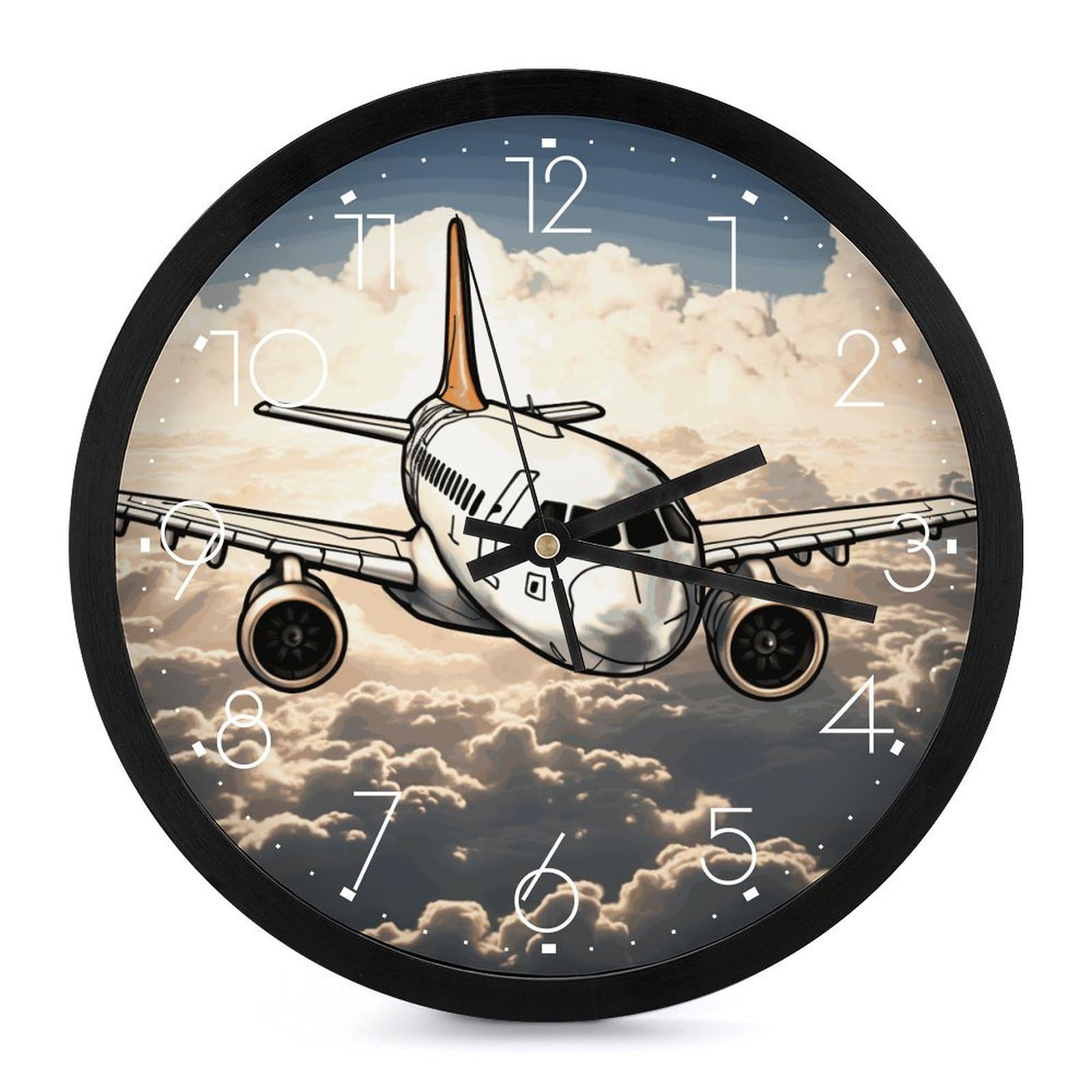 Horloge murale avion pour chambre et bureau, l'accessoire décoratif rond