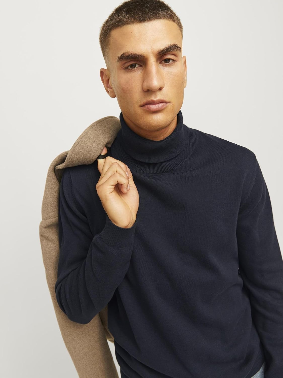 Navy Blue Roll Neck Jumper by Jack & Jones