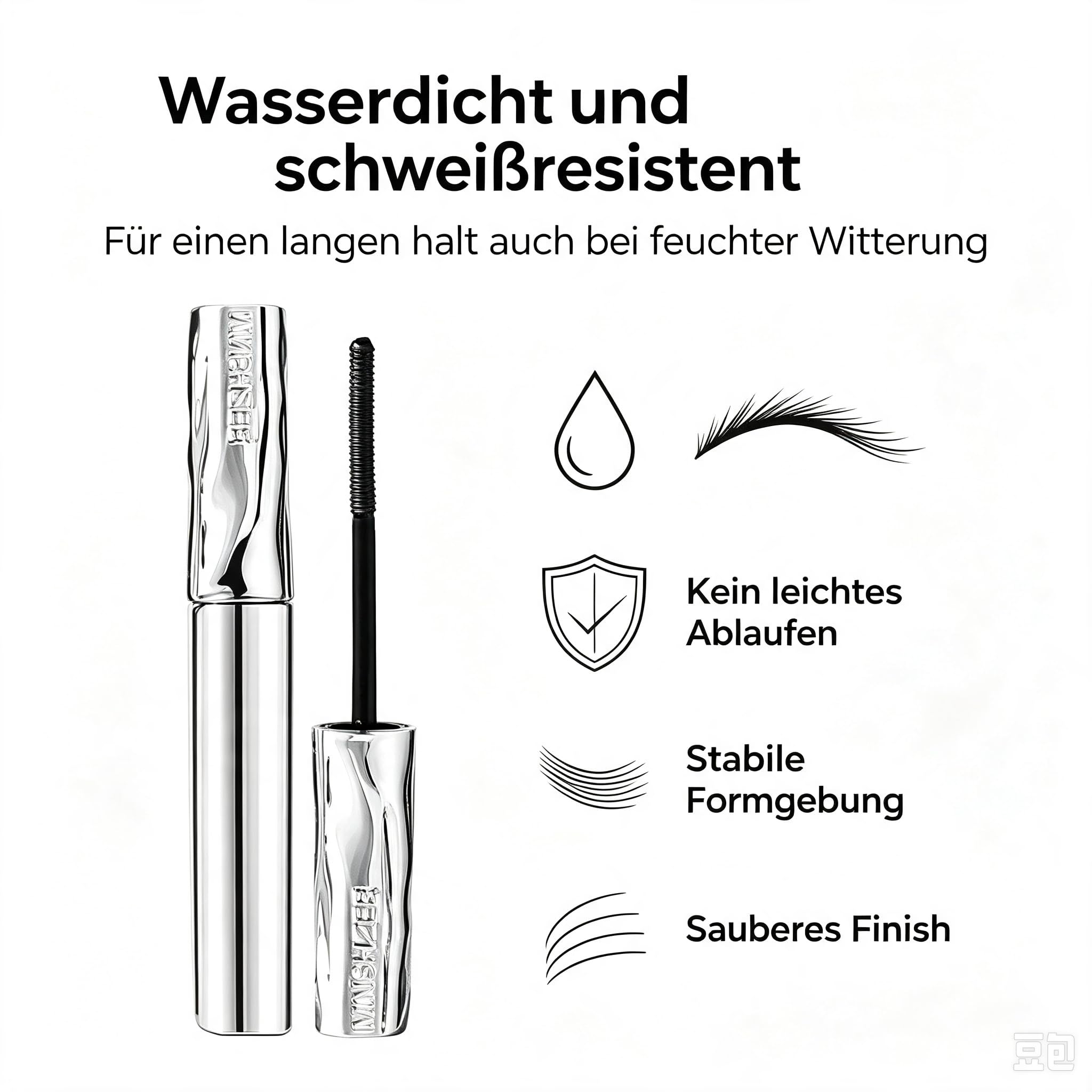 Cladory Wasserfeste Mascara für 4D Verlängerung & Volumen, Schwarz