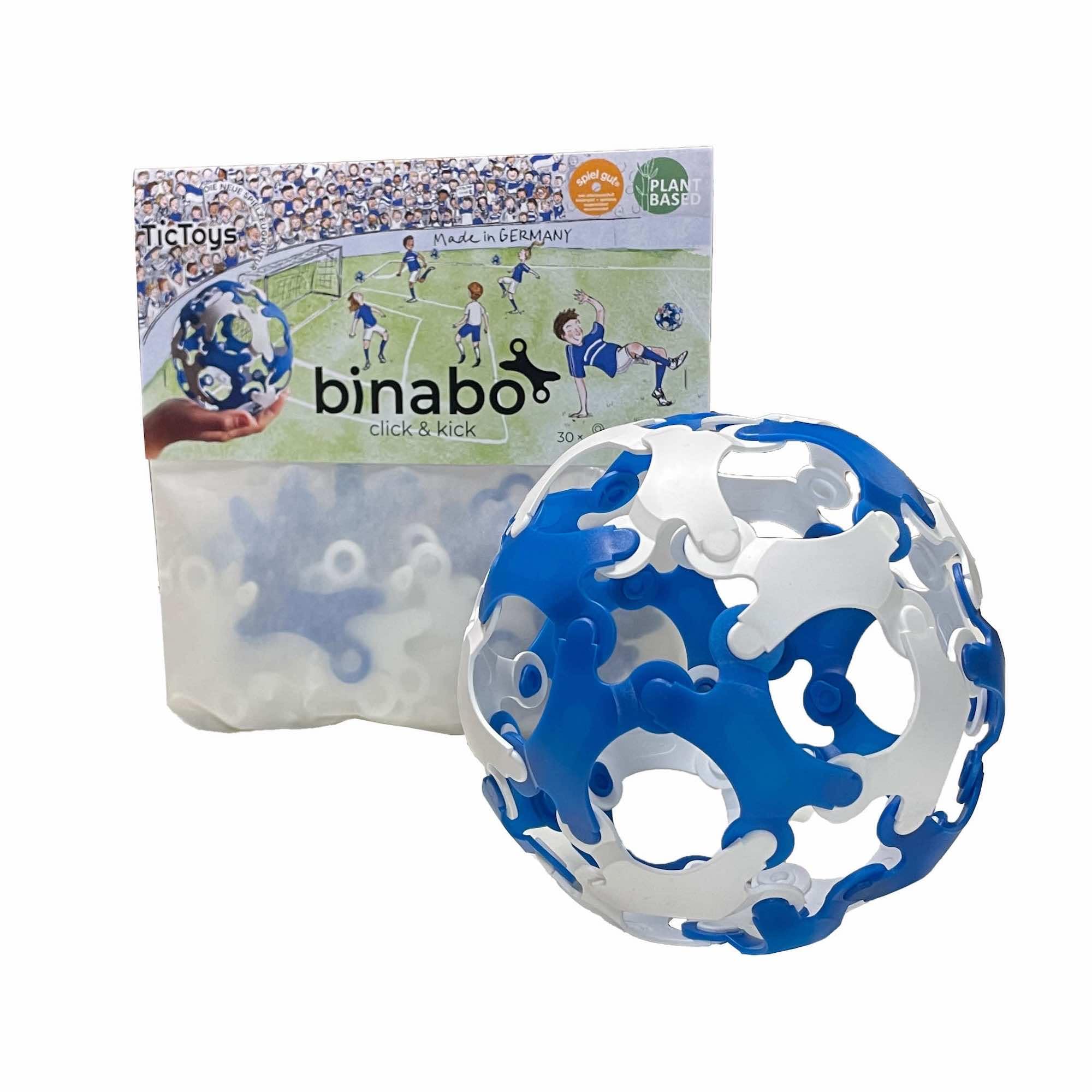BINABO Click & Kick Football Construction Set  Build Your Own Kickable Ball  Eco-Friendly DIY Toy for Kids & Adults  Flexible & Durable for Freestyle Tricks  Made in Germany (blue-white)