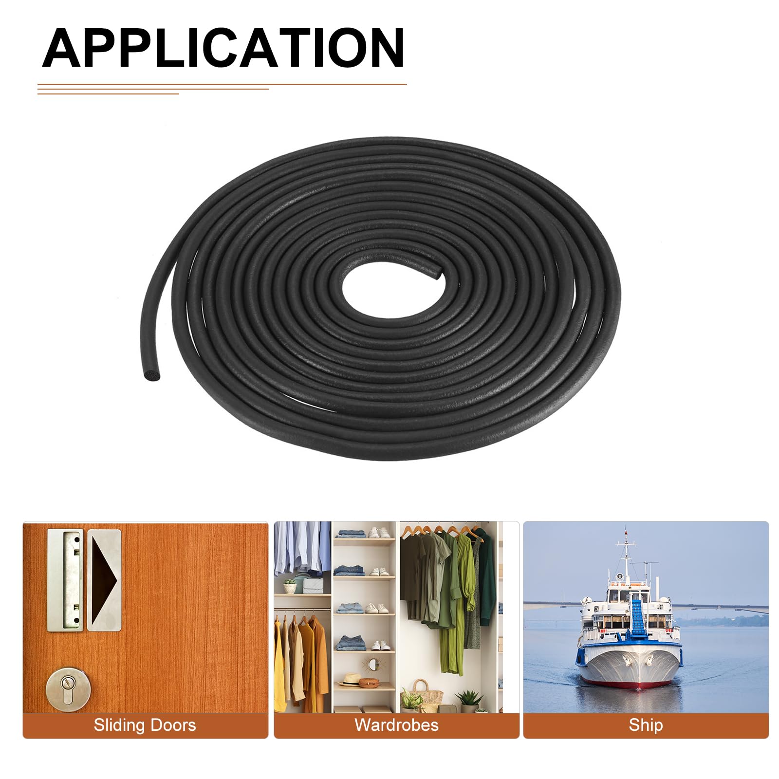 DTGN 4mm x 8meters(DXL) Foam Rubber Weather Seal Strip, 1Pack, Good for DIY Furniture - Image 4