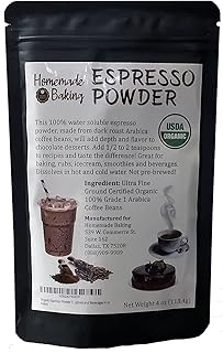 Organic Espresso Powder From 100% Grade 1 Arabica Beans For Baking, Smoothies and Beverages 4 oz