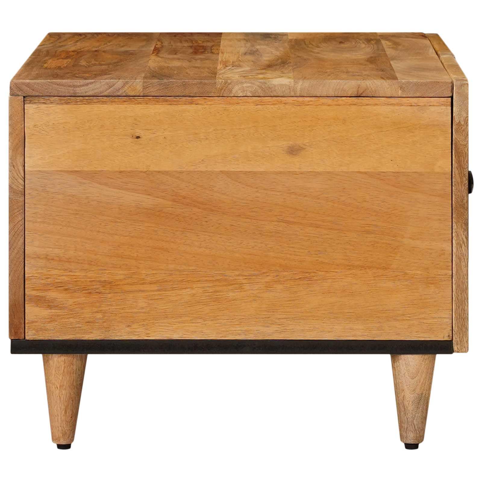 Stolik kawowy z litego drewna mango 80 x 50 x 40 cm z miejscem do przechowywania, zawiasami i półką do salonu, sofy, salonu, stolika pomocniczego, organizera, porządku