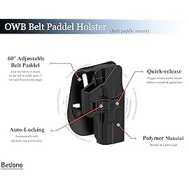 G19 Holster, OWB Paddle Holster for Glock 19 Gen 1 2 3 4 5, Glock 23 32 Gen 1 2 3 4, Glock 19X/44/45, Outside Waistband Gun Holster, Adjustable Cant, Quick Release - Right Handed