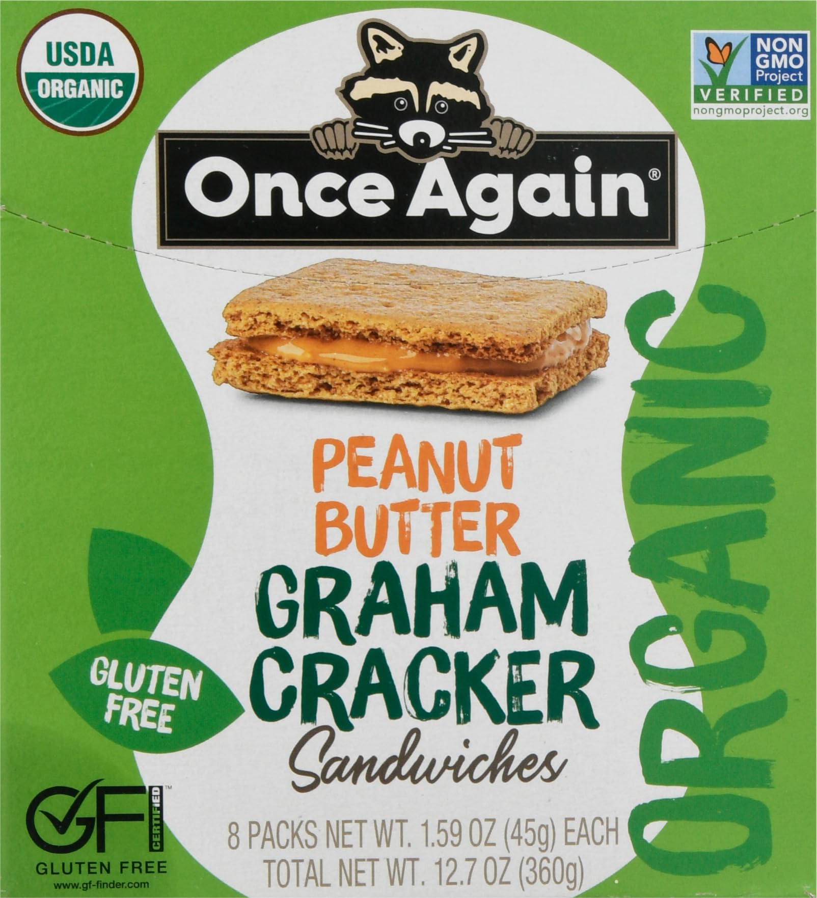 ONCE AGAIN Organic Peanut Butter Graham Cracker Sandwich 8 Pack, 1.59 OZ