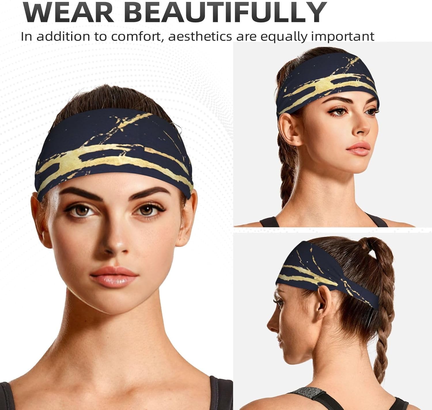 Marble Print Ultra-Soft Elastic Headband Sports Running Gym Outdoor Activities Gifts Headwear