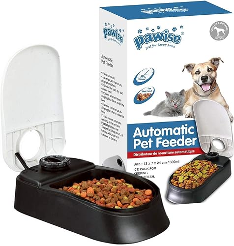 Miniatura 10 de PAWISE Comedero automático para mascotas para perros y gatos, dispensador de alimentos de 1.5 tazas con temporizador de 48 horas, individual