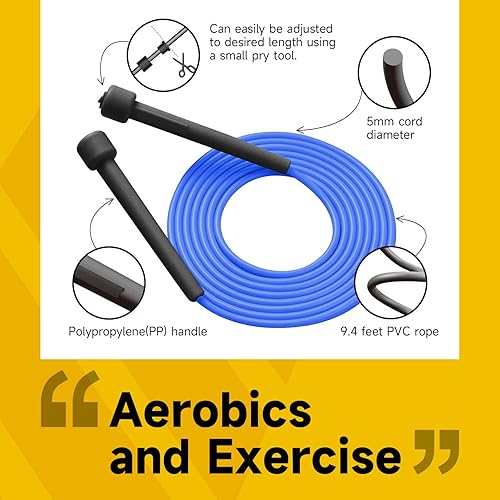 Miniatura 4 de Paquete de 10 cuerdas de saltar ajustables para fitness y ejercicio, cuerda de saltar de PVC para hombres, mujeres y niños, sin enredos para