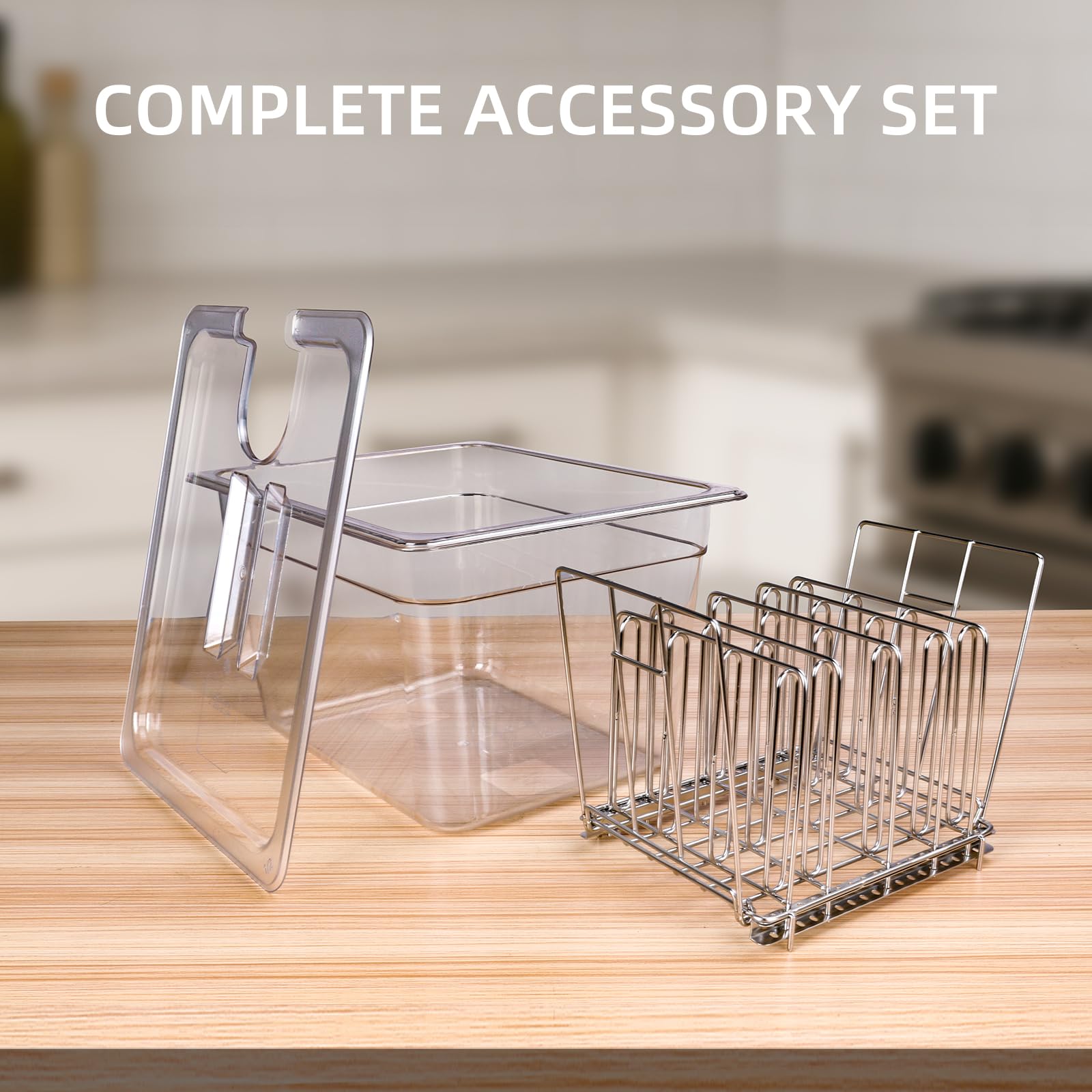 Grand récipient sous vide avec couvercle, kit de cuisson sous vide compatible avec les cuisinières instantanées Wancle Anova, Joule, pour cuisiniers à domicile, usage professionnel (12 l avec