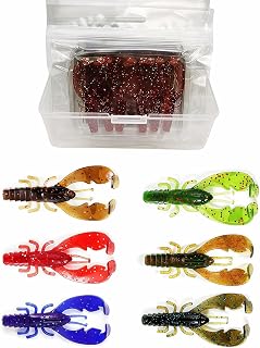 36 Pack TPR Floating Crawfish Soft Lures, 3 in - 1/8oz 6 Colors Realistic Soft Baits with Shrimp Scent for Bass Fishing