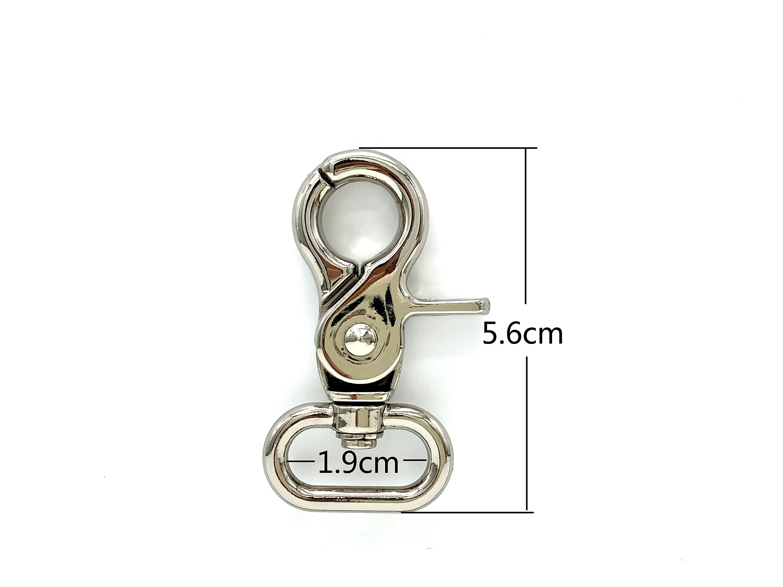 3dancraftit Lobster Claw Bolt Swivel Snap Hooks Clasp Lanyards Trigger Hook zinc alloying 3/4 Inch/19mm (Eye Size) 6 Pieces Nickel J30