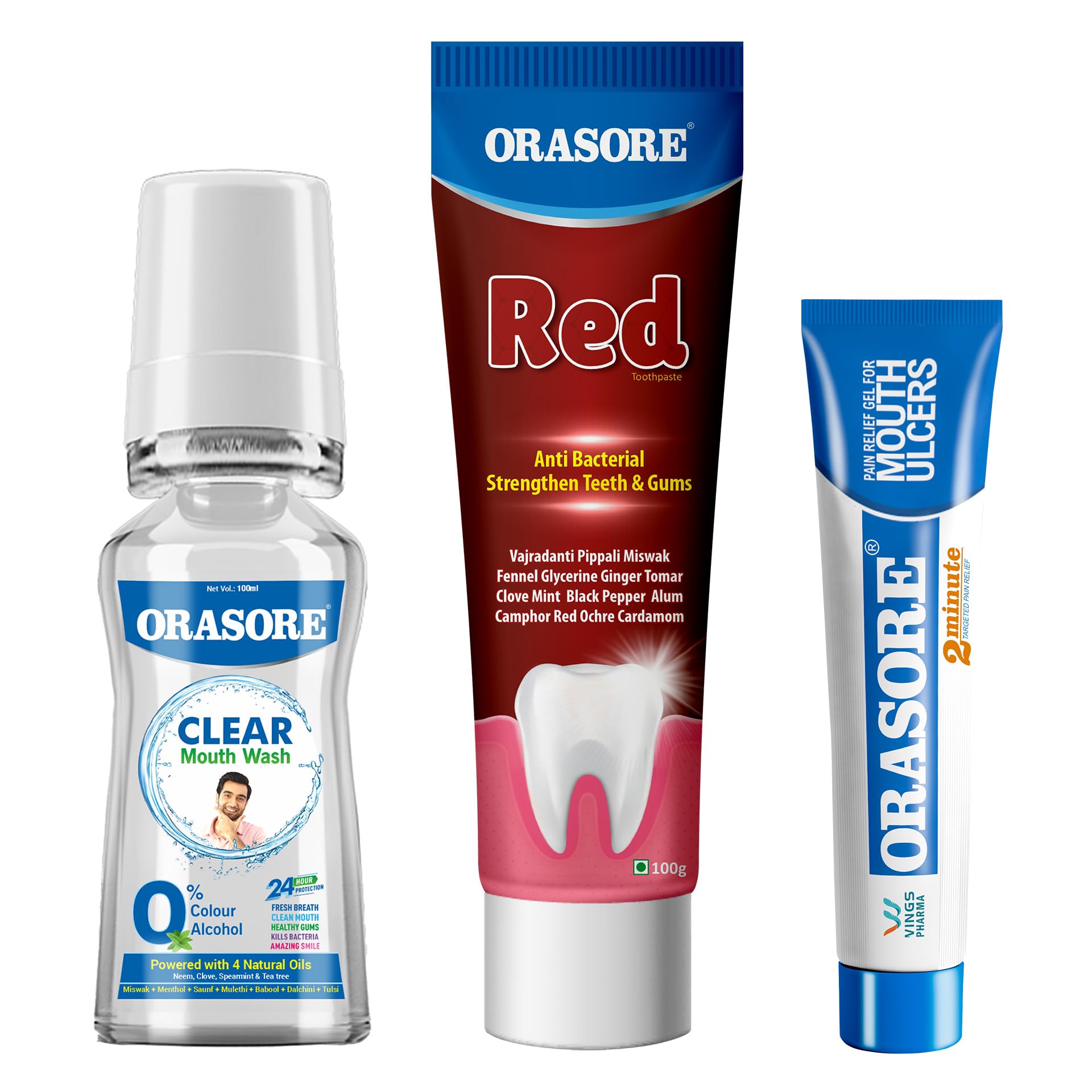 Buy Orasore Red Combo Mouth Ulcer Gel 12g + Clear Mouth Wash 100ml