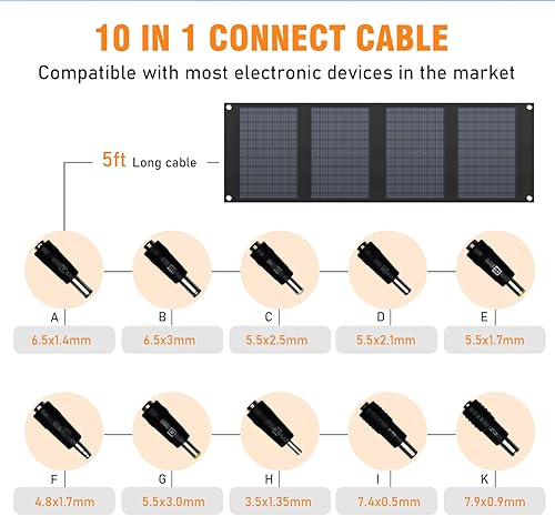 Miniatura 6 de Panel solar portátil de 40 vatios para estación de energía portátil de 100 W  200 W, cargador solar plegable con salida de 12 a 15 V CC (11