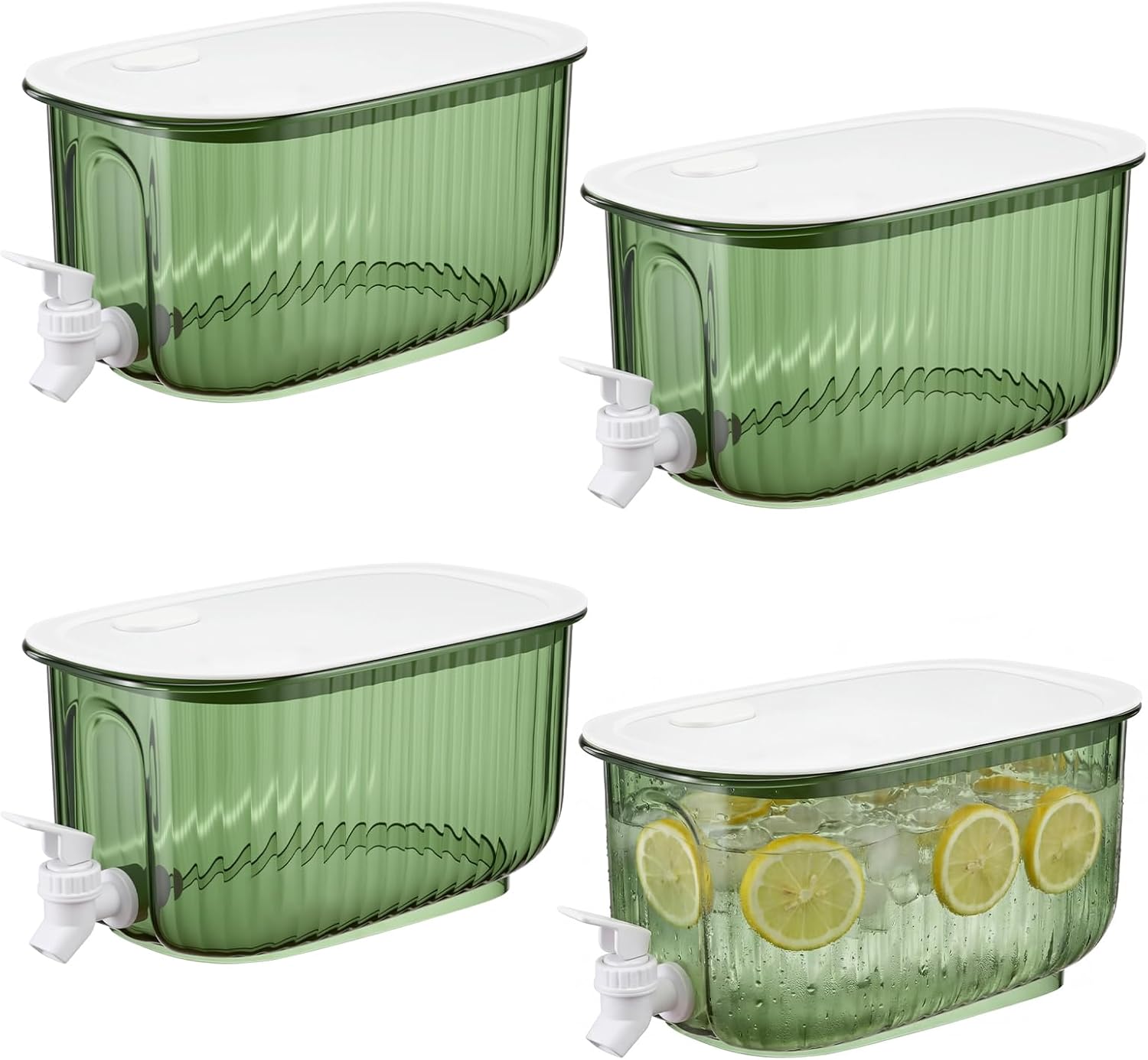 4 Pcs Drink Dispensers for Fridge with Spout Refrigerator Beverage Water Dispenser Plastic Juice Pitcher Containers with Lids for Kitchen Party