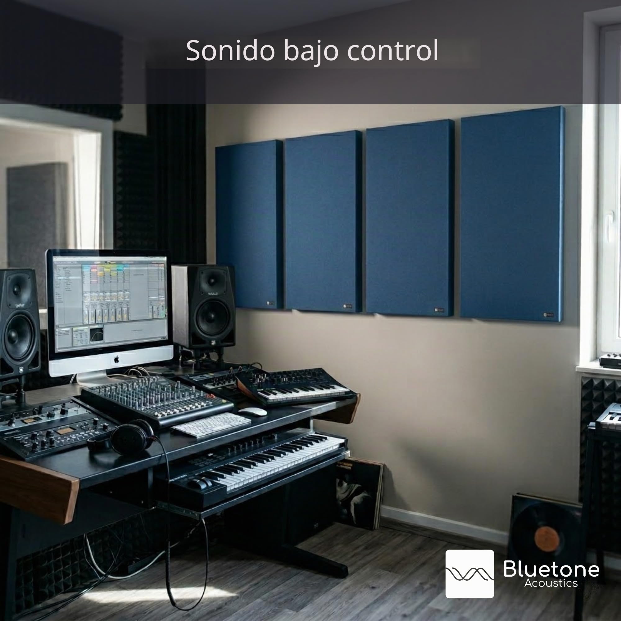 Bluetone Acoustics Wall Panel Pro - Paneles fonoabsorbentes profesionales para eliminar ruidos y ecos - Paneles acústicos para pared y techo (100x50x5cm, Beige)