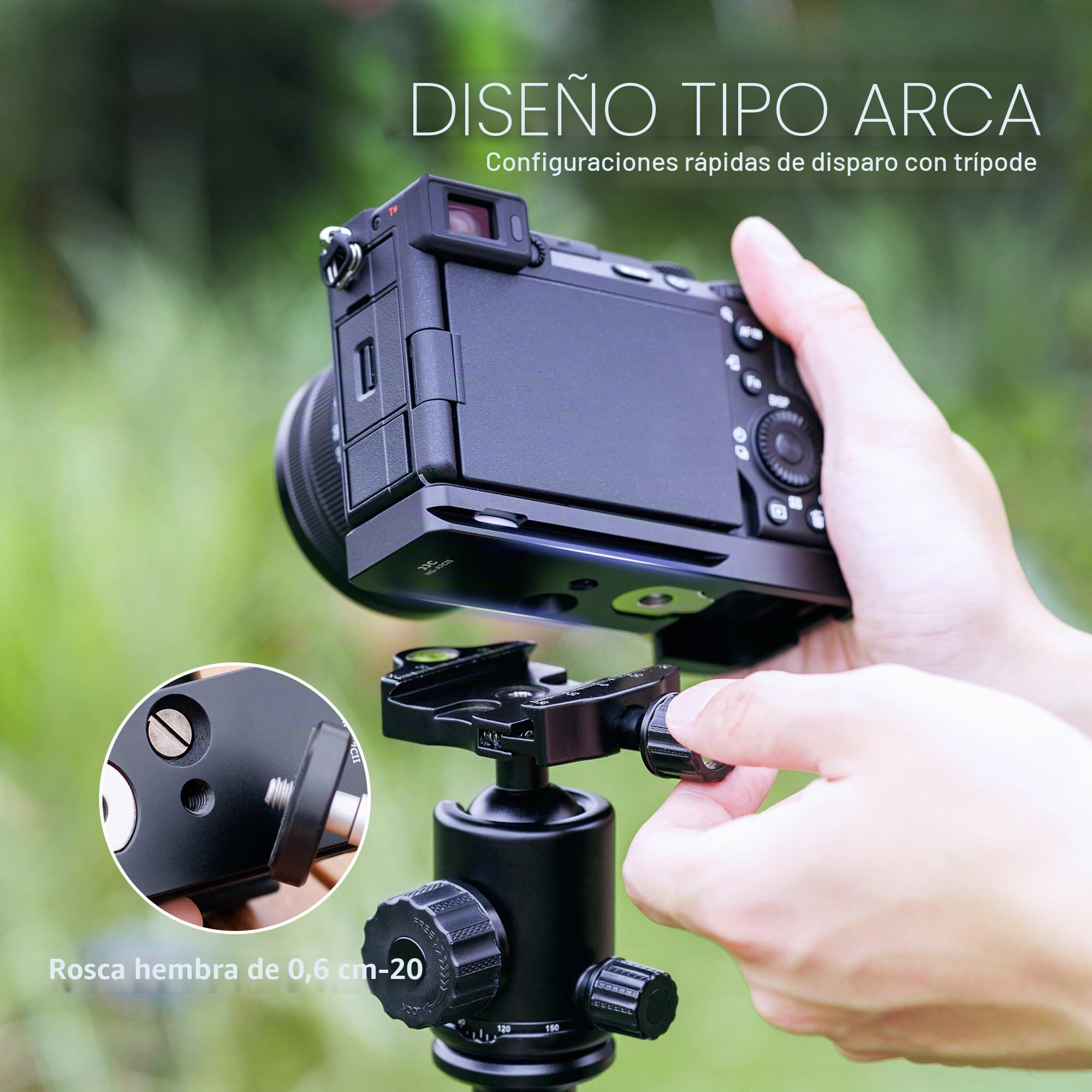 JJC A7CII - Agarre de mano para cámara con compartimento de almacenamiento oculto para cámara Sony A7CII A7CR, sustituye a la extensión de agarre Sony GP-X2, Alpha 7CII ILCE-7CM2 placa de liberación