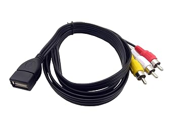 USB to 3RCA Cable, 5 Feet/1.5m USB 2.0 Female to 3 RCA Male Jack Splitter Audio Video AV Composite Adapter Cord USB F/3RCA M