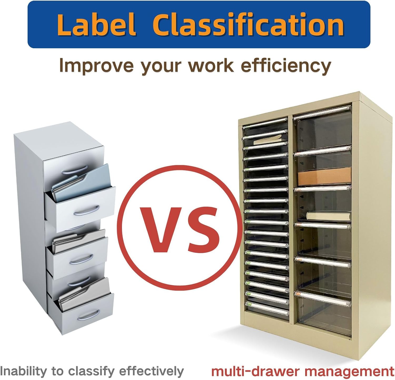 File Cabinet 24 Transparent Drawers Vertical Home Office Storage Cabinet Paper Organizer Document Filing for Small Parts