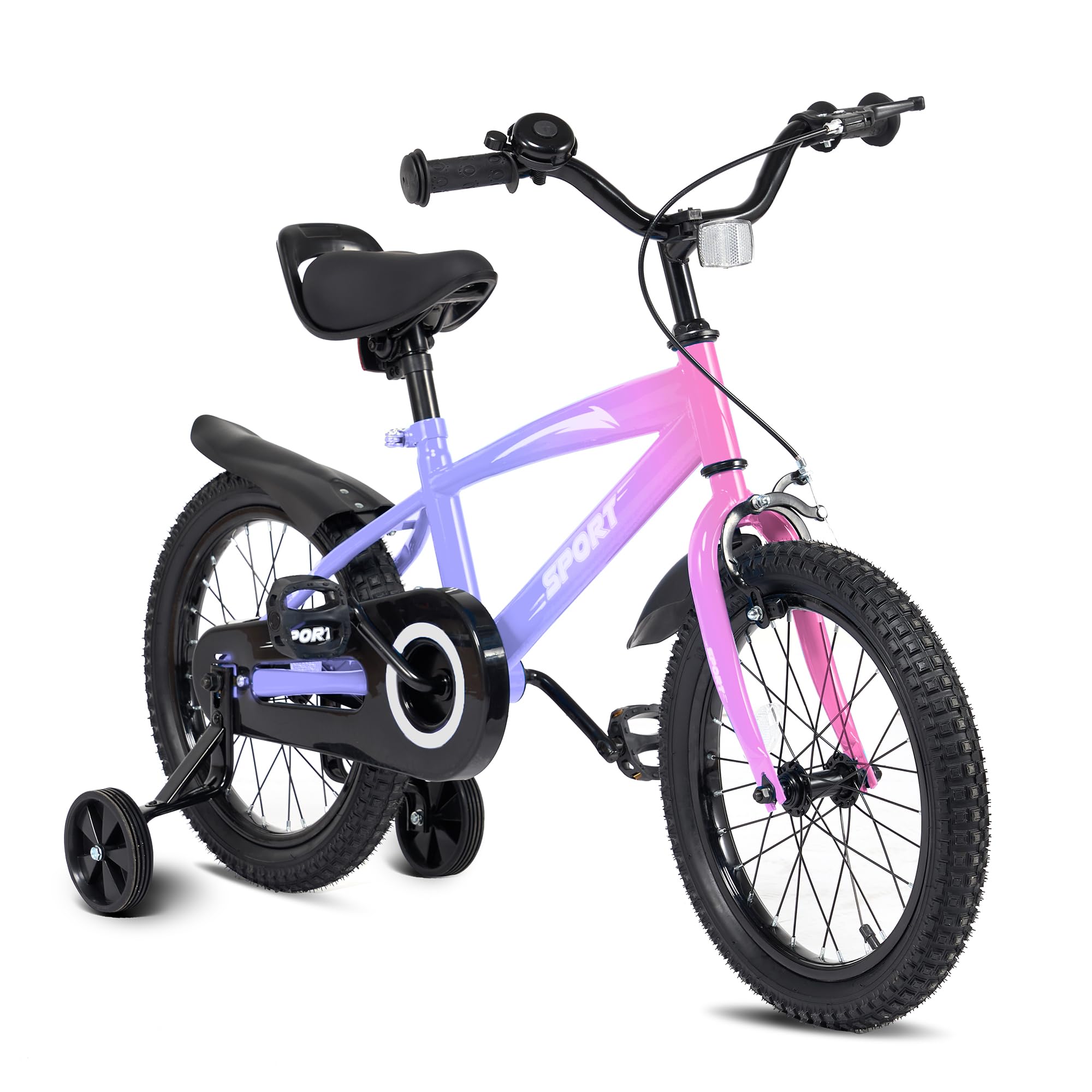 BODIOO Bicicletta per bambini 14 pollici, bicicletta per ragazzi e ragazze con ruote di supporto, telaio stabile, sedile regolabile, freno a contropedale e a mano, adatta per conducenti da 94 a 107 cm