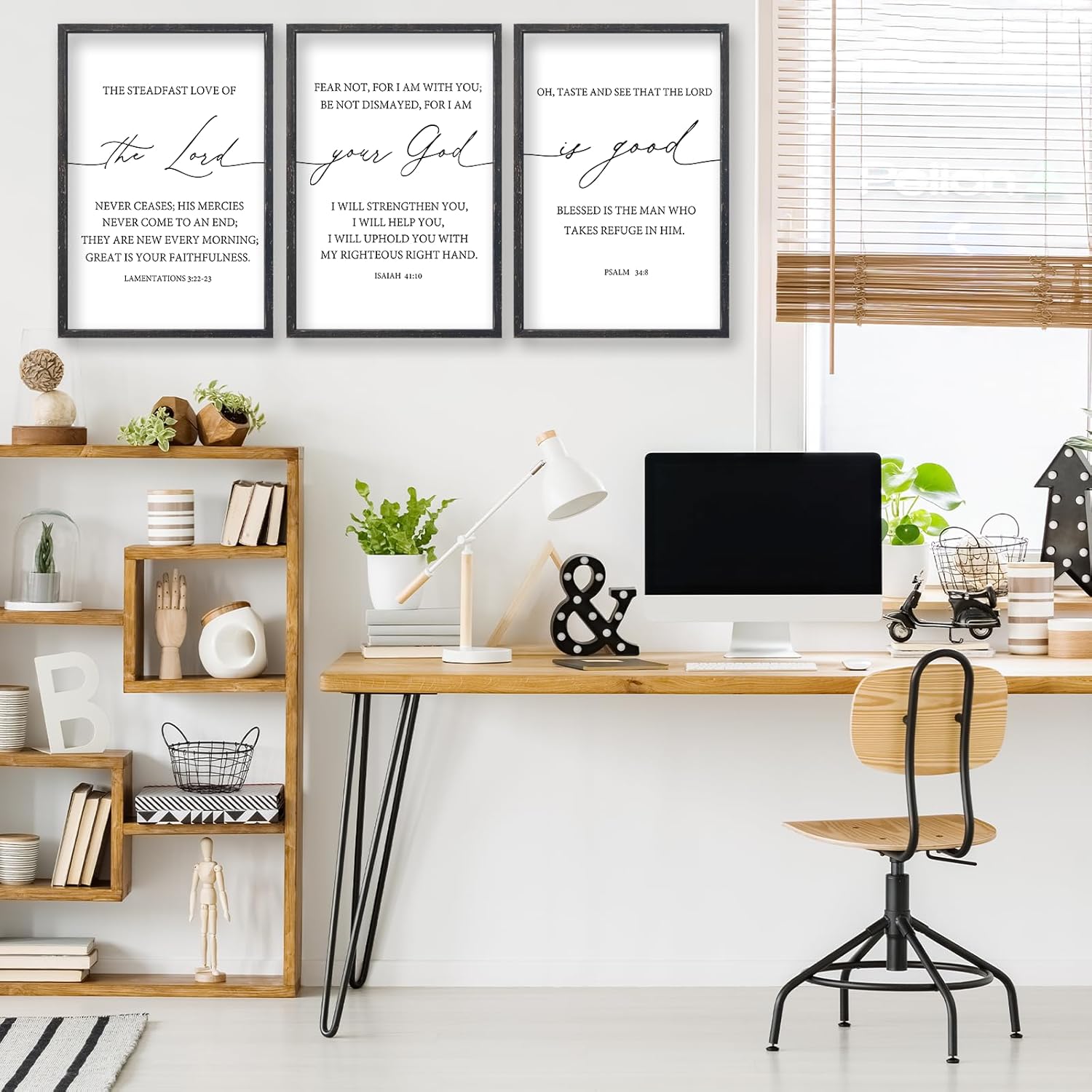 The Lord Your God Is Good Bible Verses Wall Art Decor Set of 3 24"x16" Bedroom Above Bed Inspirational Christian Scripture Wood Framed Sign Rustic Home Living Room Office Wall Hang (Black)