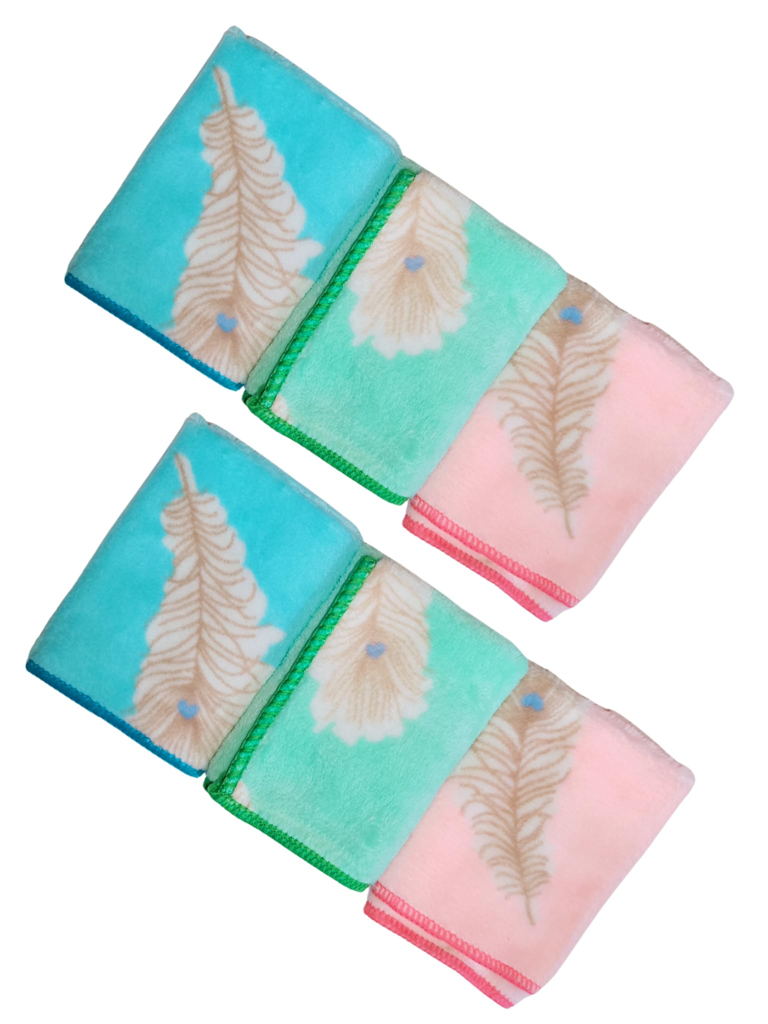 Microfiber Face Towel Handkerchief Rumal 350GSM Extra Soft and Super Absorbent mor pank Printed Face Towels for girls Women's, Kids and Newborn Babies Set of 8 Multicolor-image-34