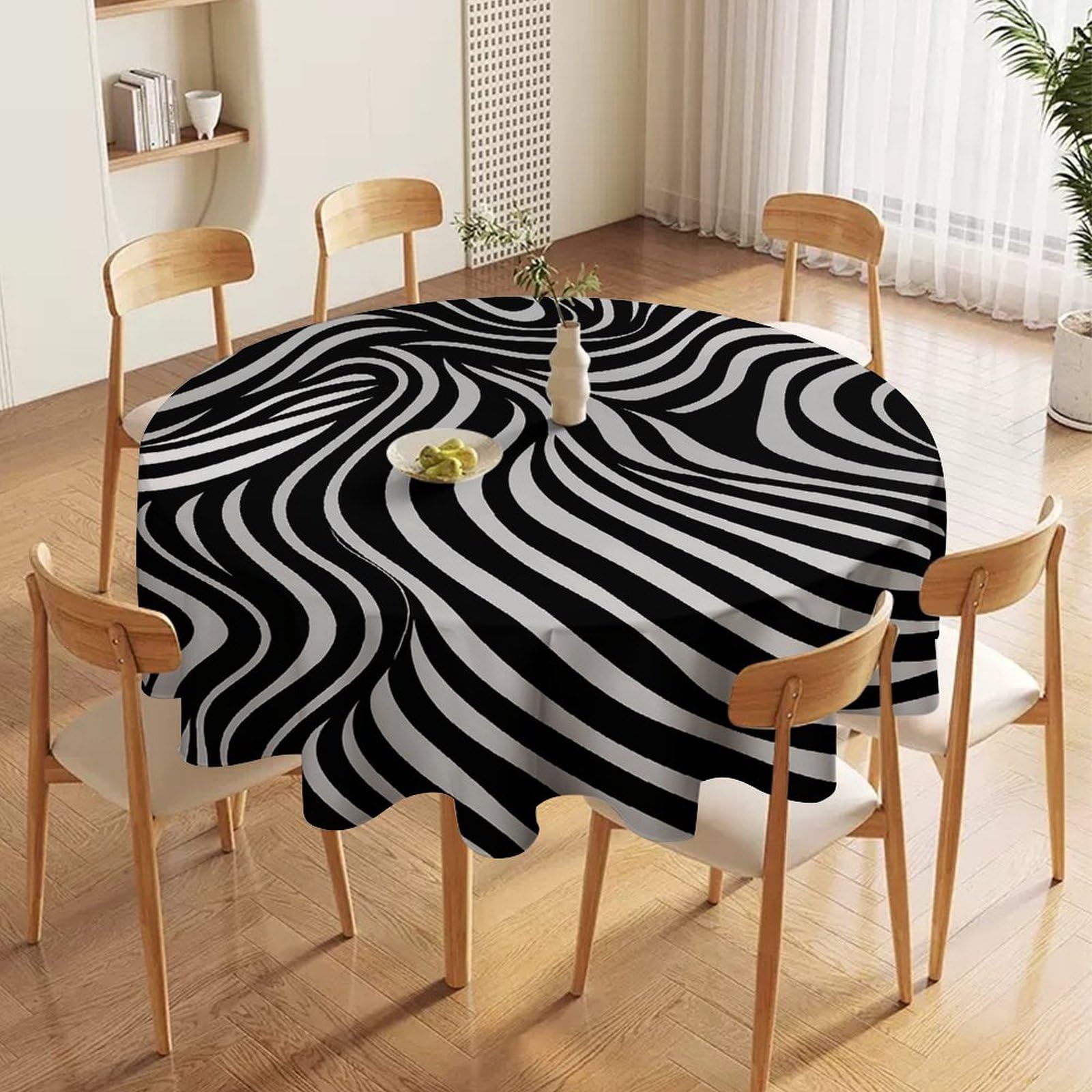 Nappe ronde lavable pour table de salle à manger, tissu imperméable anti-tache de 152 cm