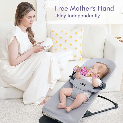 Miniatura 4 de Baby Bjorn - Barra de juguete para gorila, adorable juguete de madera con elementos rosados para gorila suave y feliz, fácil de colocar y quitar,