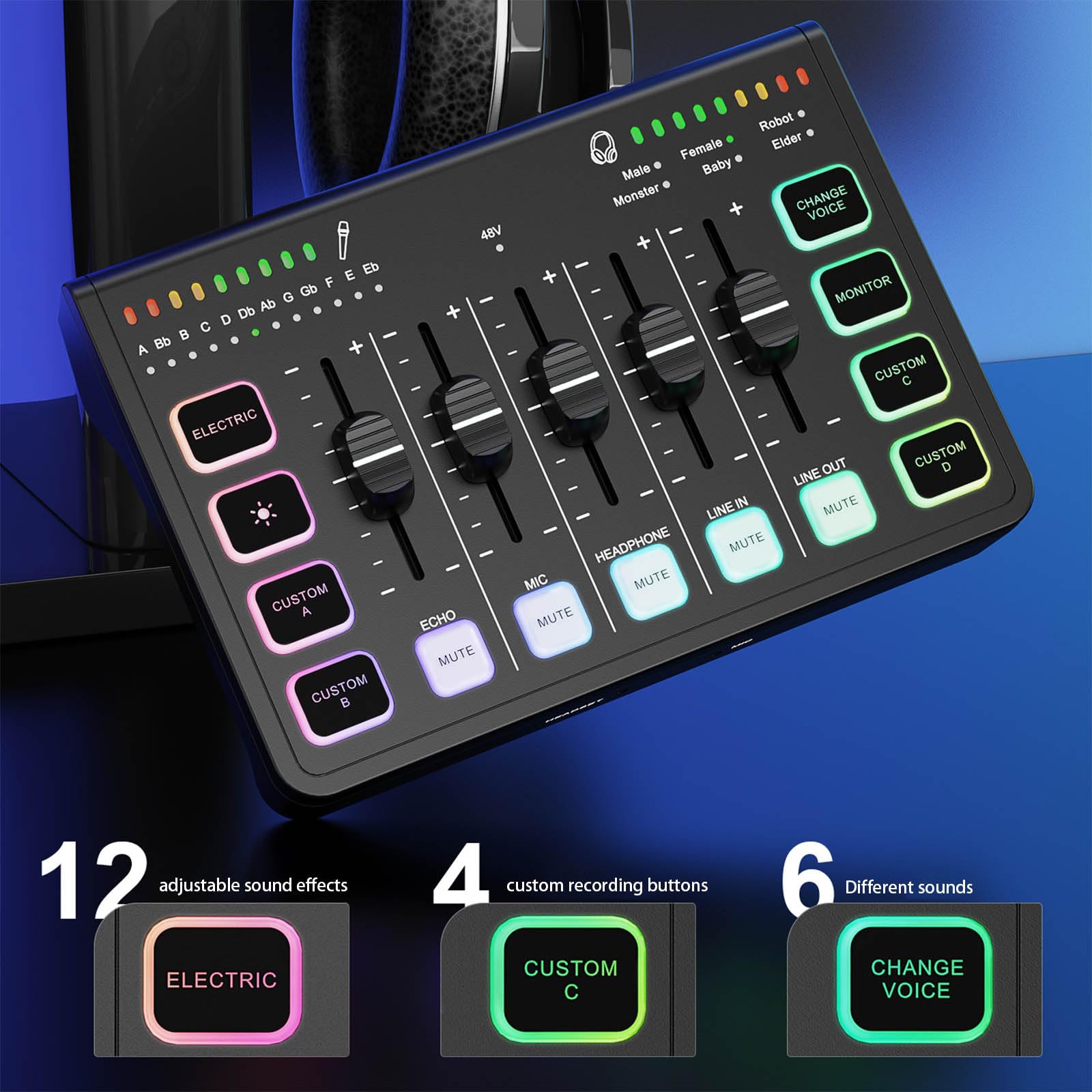 Trasportabile Tiny Combiner Scheda Audio per Podcasting Produzione Musicale Canali di Ingresso multipli Denial Driver Richiesto Collegamento audio USB