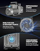 Vista 6 de Orion Motor Tech Bomba de vacío de 2 etapas, bomba de vacío de paletas rotativas HVAC de 9 cfm 3/4 hp con vacío definitivo de 1.5 micrones, bomba