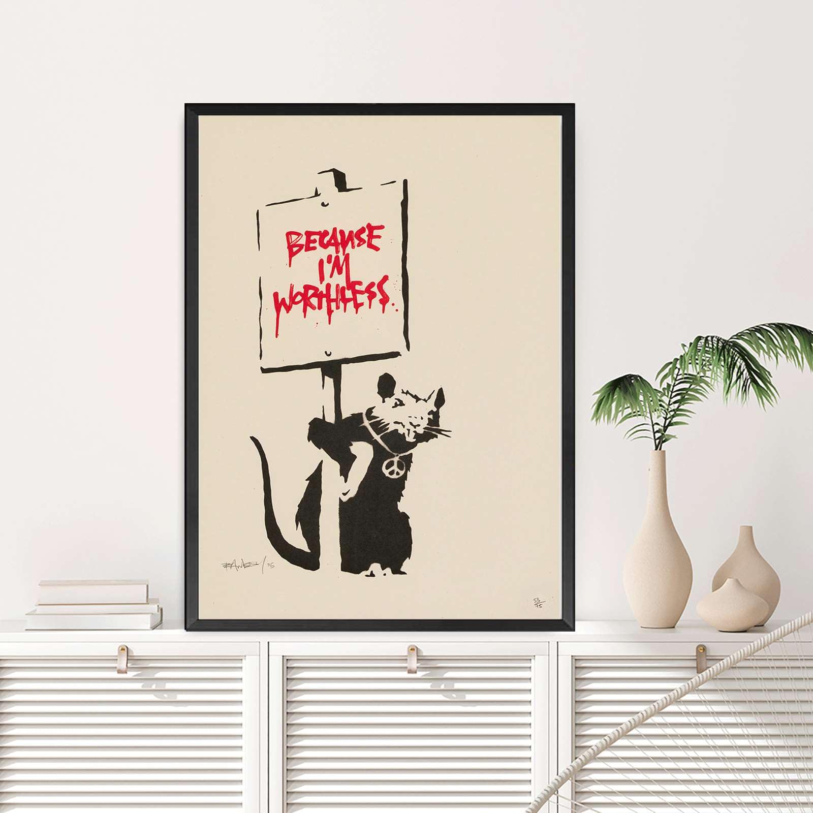 Amazon.com: Canvas Painting Wall Mural Print Banksy Rat Because I