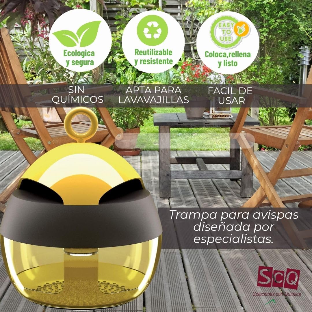 Trampas para Avispas Exterior | Trampa para Colgar o posicionar | Solución Antiavispas | Trampa Reutilizable contra Avispa | sin Cebo atrayente de Avispa | ecológica.