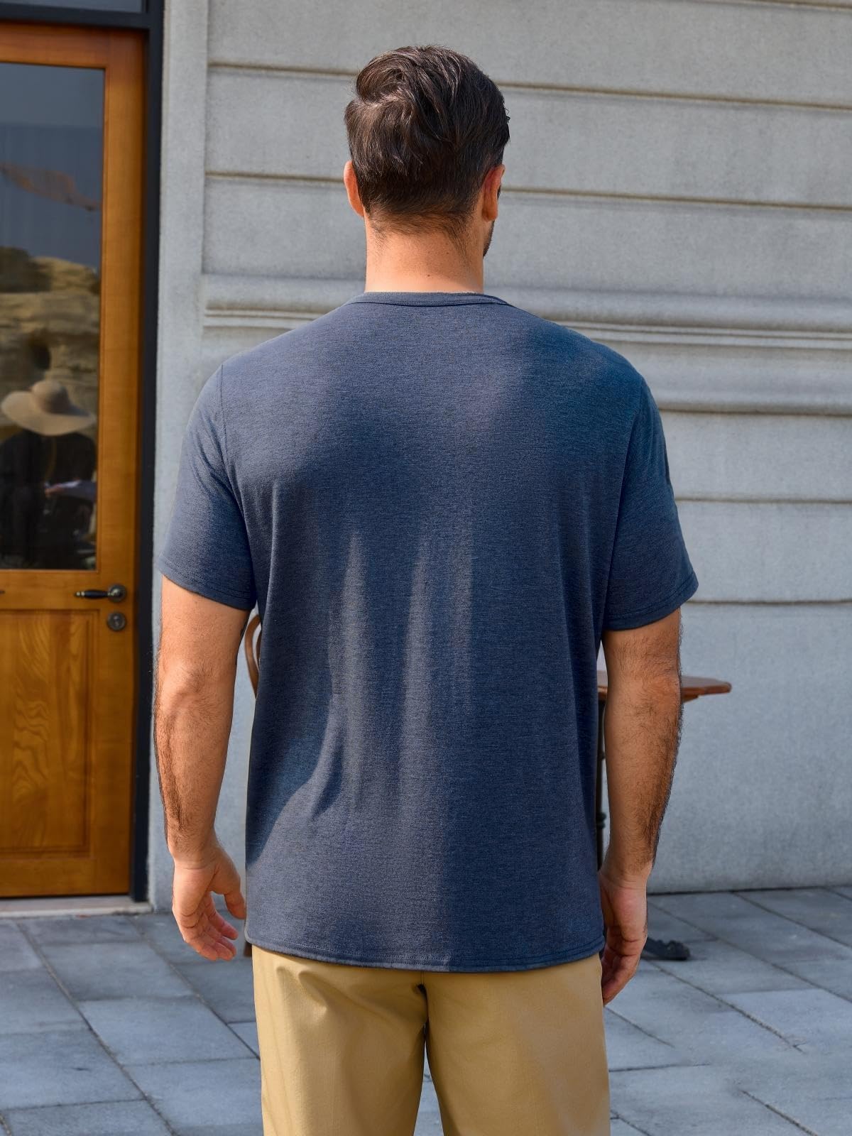Runcati Męski T-shirt na lato, krótki rękaw, Henley, koszulka męska, dekolt w serek, jednokolorowa, luźna, krój slim fit, lekka koszulka basic z listwą guzikową