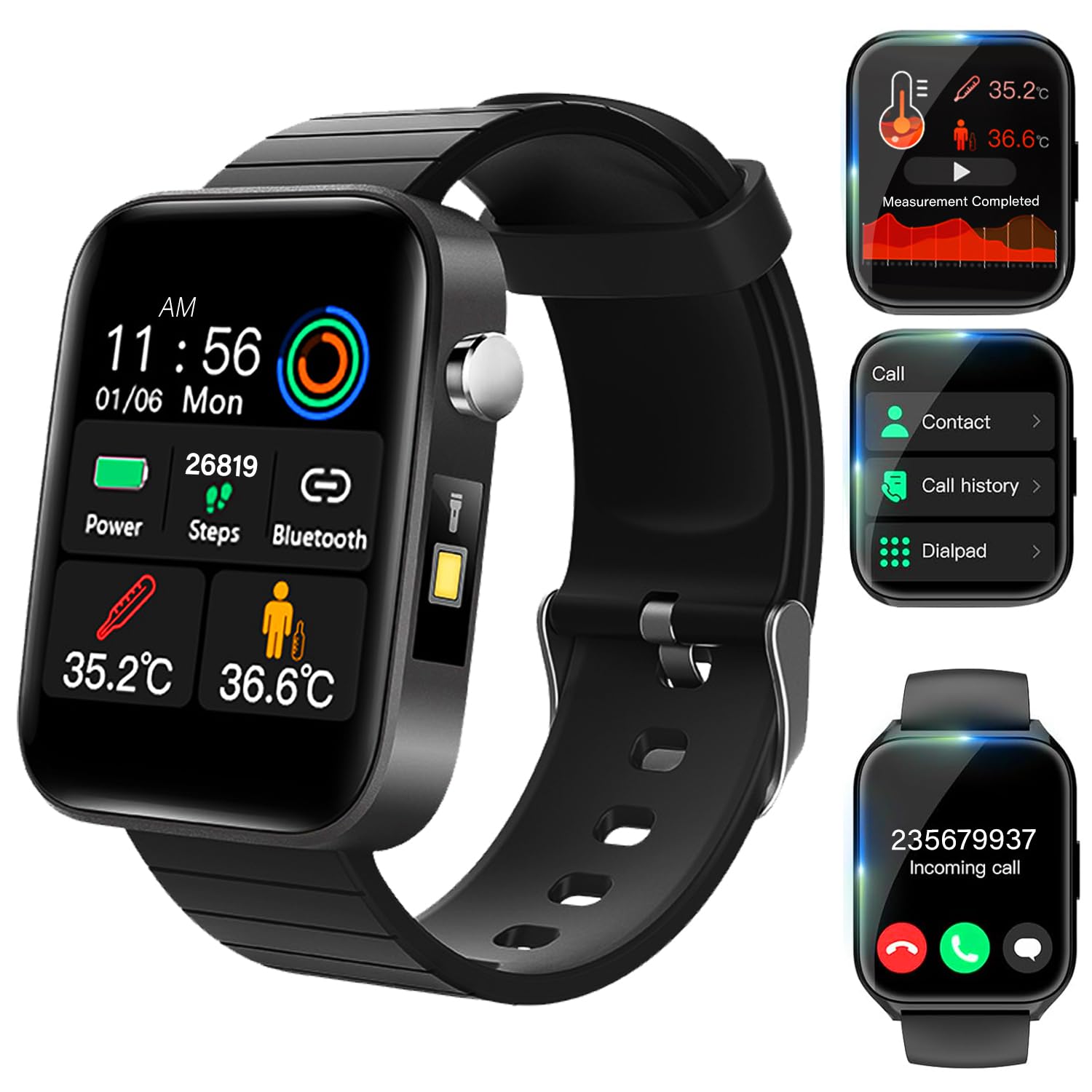 Smartwatch męski damski Life Tracker 1,95" HD Touch zegarek fitness, wodoszczelność 5ATM, wskaźnik witalności 24/7, 18 trybów sportowych, analiza snu, funkcja połączeń, kompatybilny z iOS