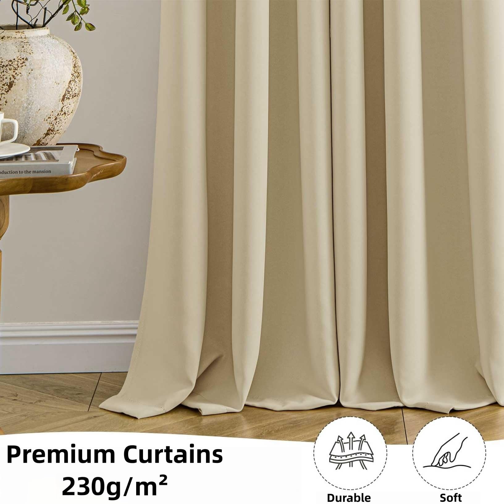 Tende per Interni Termiche Isolante Blackout Privacy 235x270cm Beige