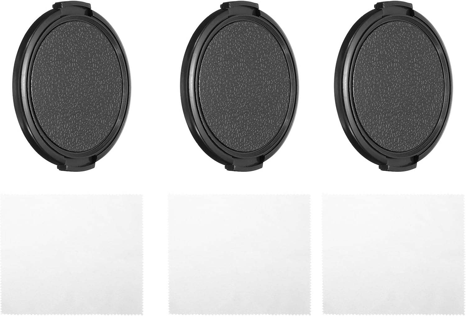 PATIKIL 62mm Lens Cap, 3 Pack Sides Pinch Snap Camera Lens Cover for Front Lens with Cloth, Suitable for 62mm Thread Universal DSLR Lenses for Nikon, for Fujifilm, for Pentax, for Leica