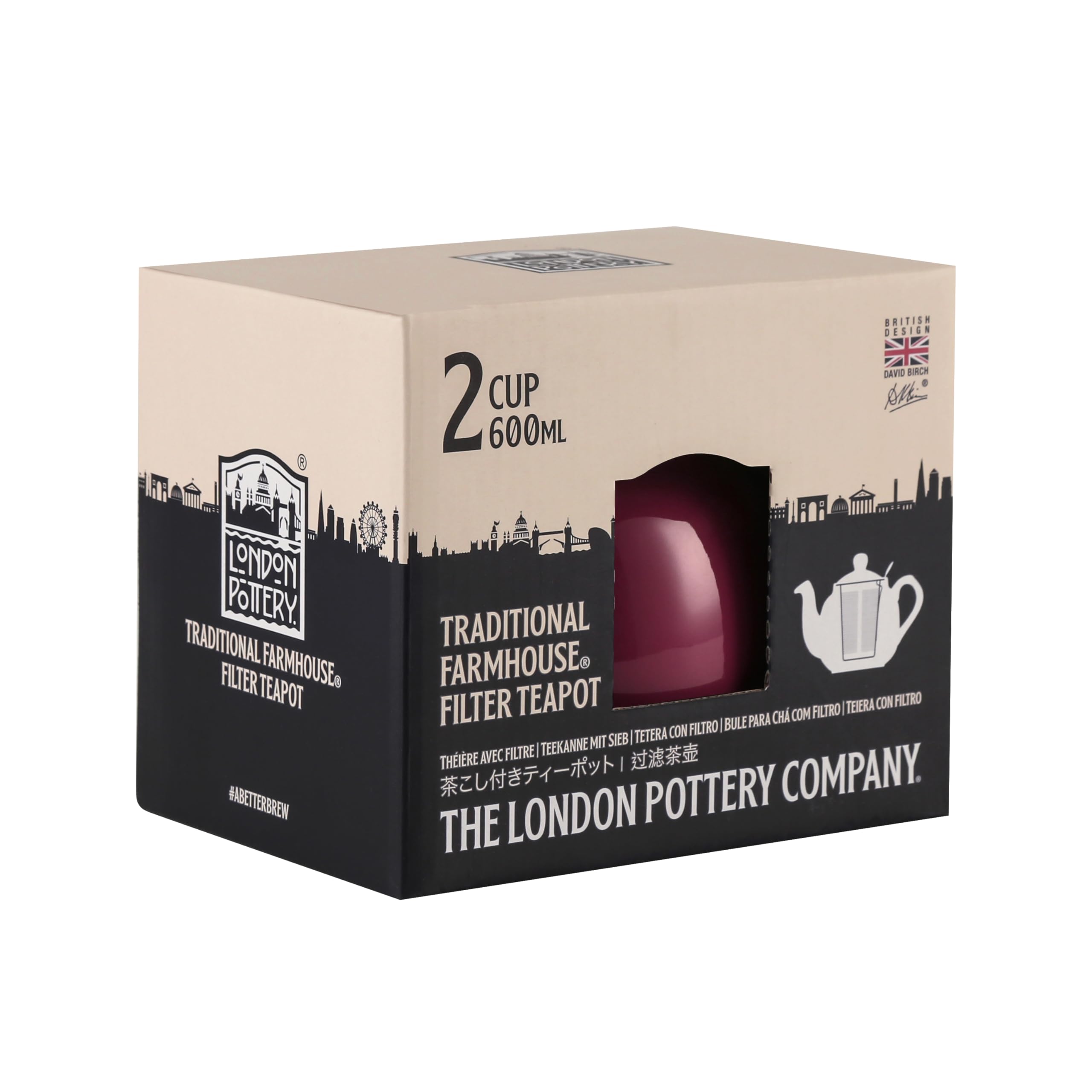 London Pottery Théière rustique avec infuseur, céramique, carmin, 2 tasses (600 ml) [produit importé parallèle]
