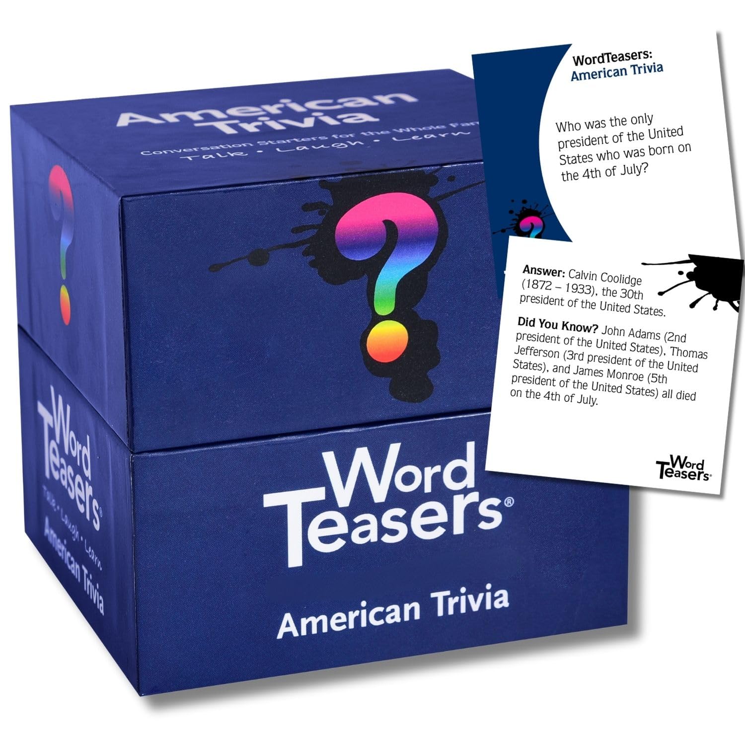 ? WORD TEASERSAmerican Trivia - Trivia Game for Adults & Kids - Interesting & Fun Trivia Questions About The United States - 150 Trivia Cards for Kids, Teens & Adults