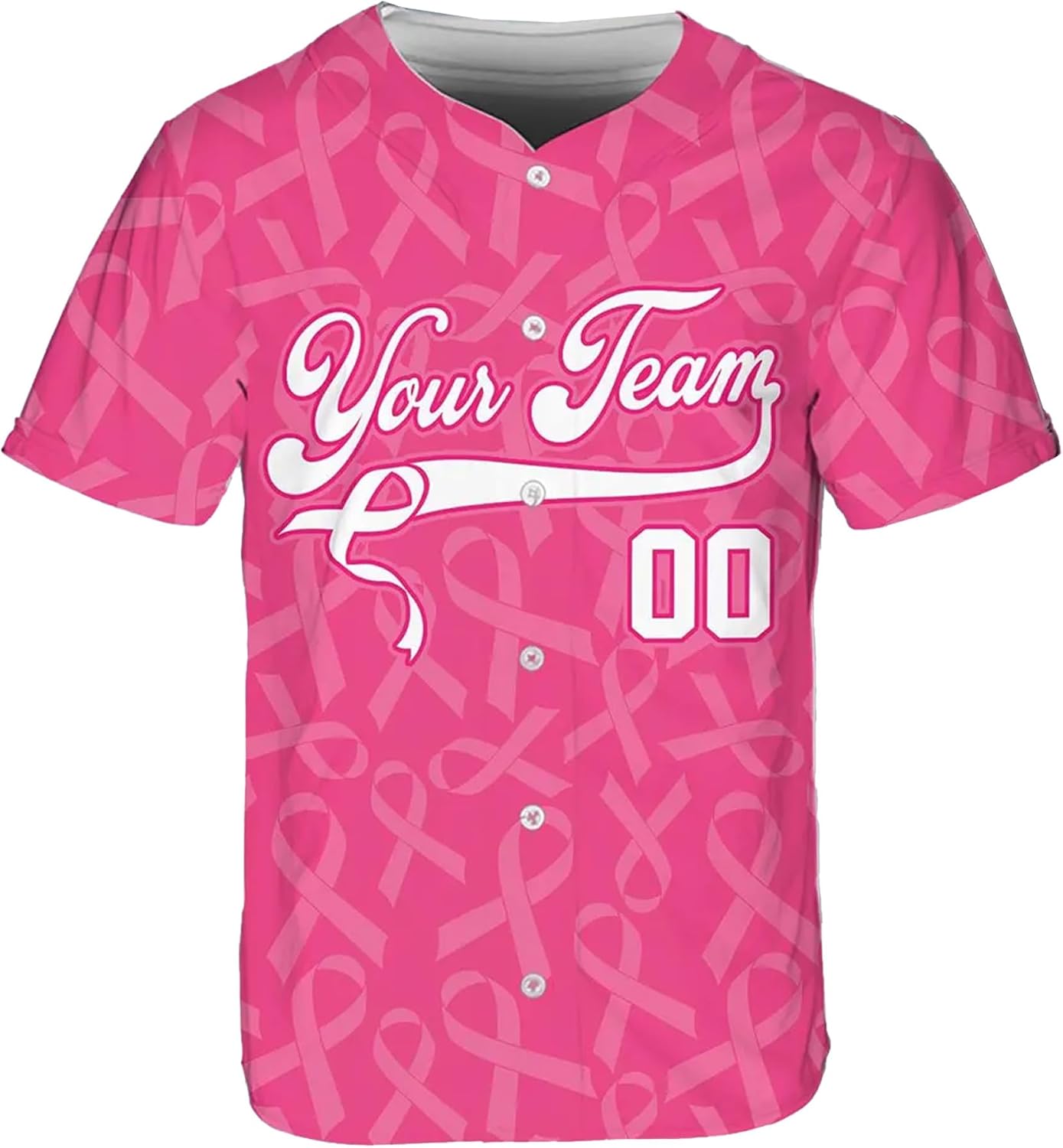 Custom Baseball Jersey Breast Cancer Awareness Shirt for Men Women Breast Cancer Jersey for Kids Pink Ribbon Shirt