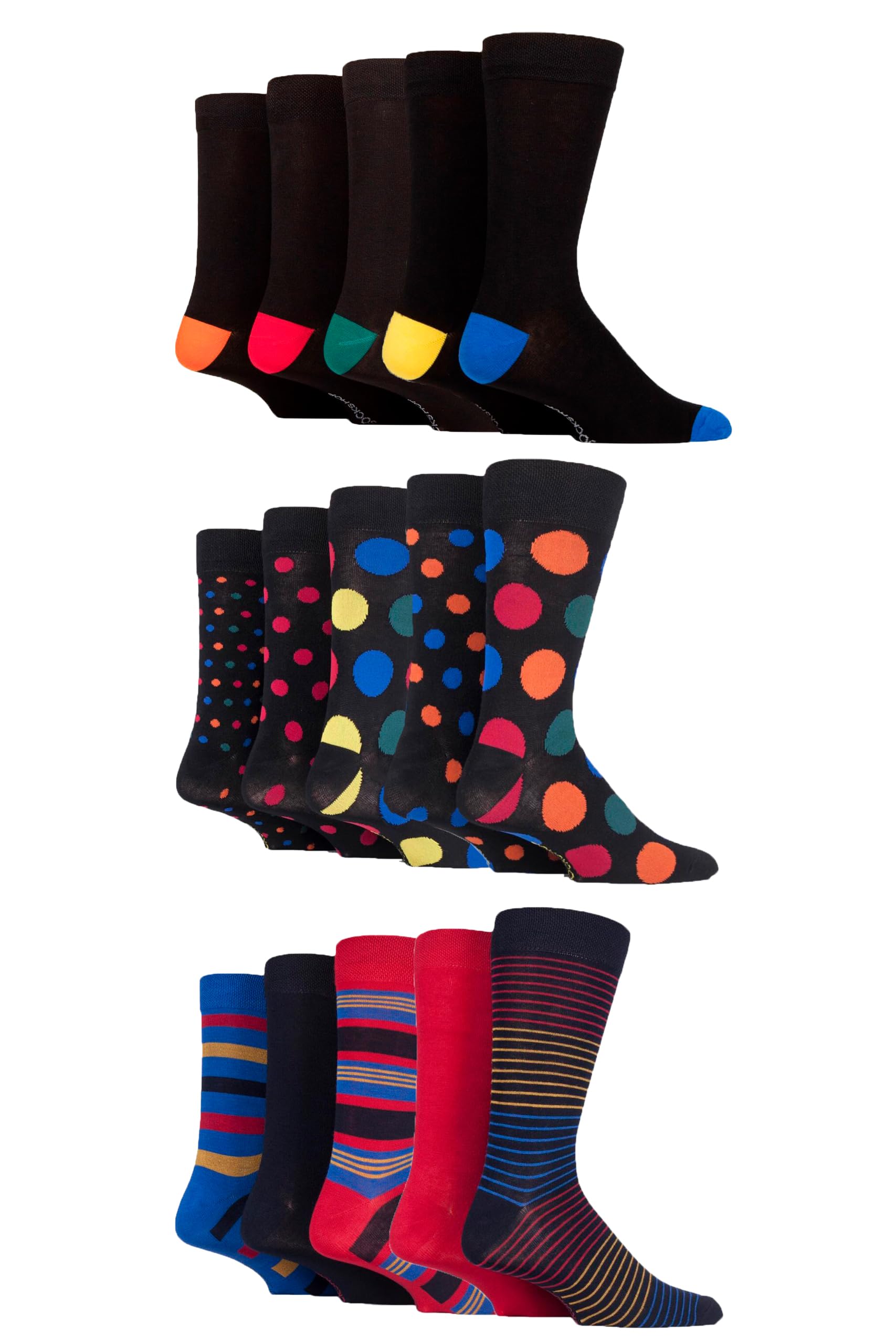 SockShop Mens Soft Bamboo Socks - Breathable & Cooling In Many Patterns and Colours in Size 7-11 in a 15 Pair Multipack Classics 7-11