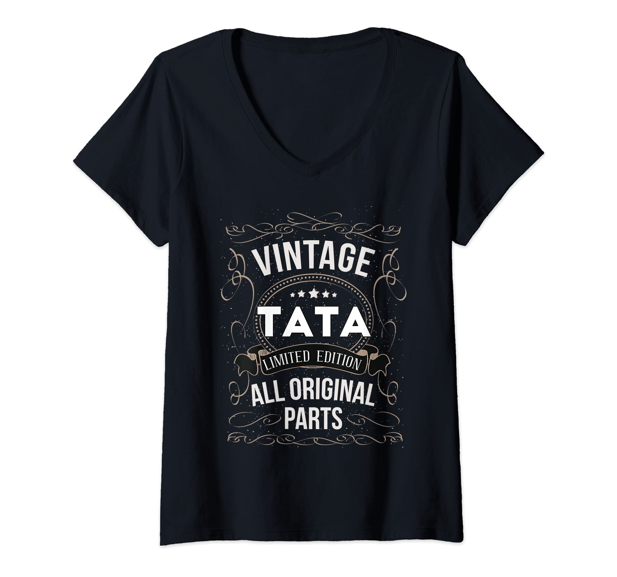 Womens Mens Tata vintage all original parts Retro Grandpa V-Neck T-Shirt