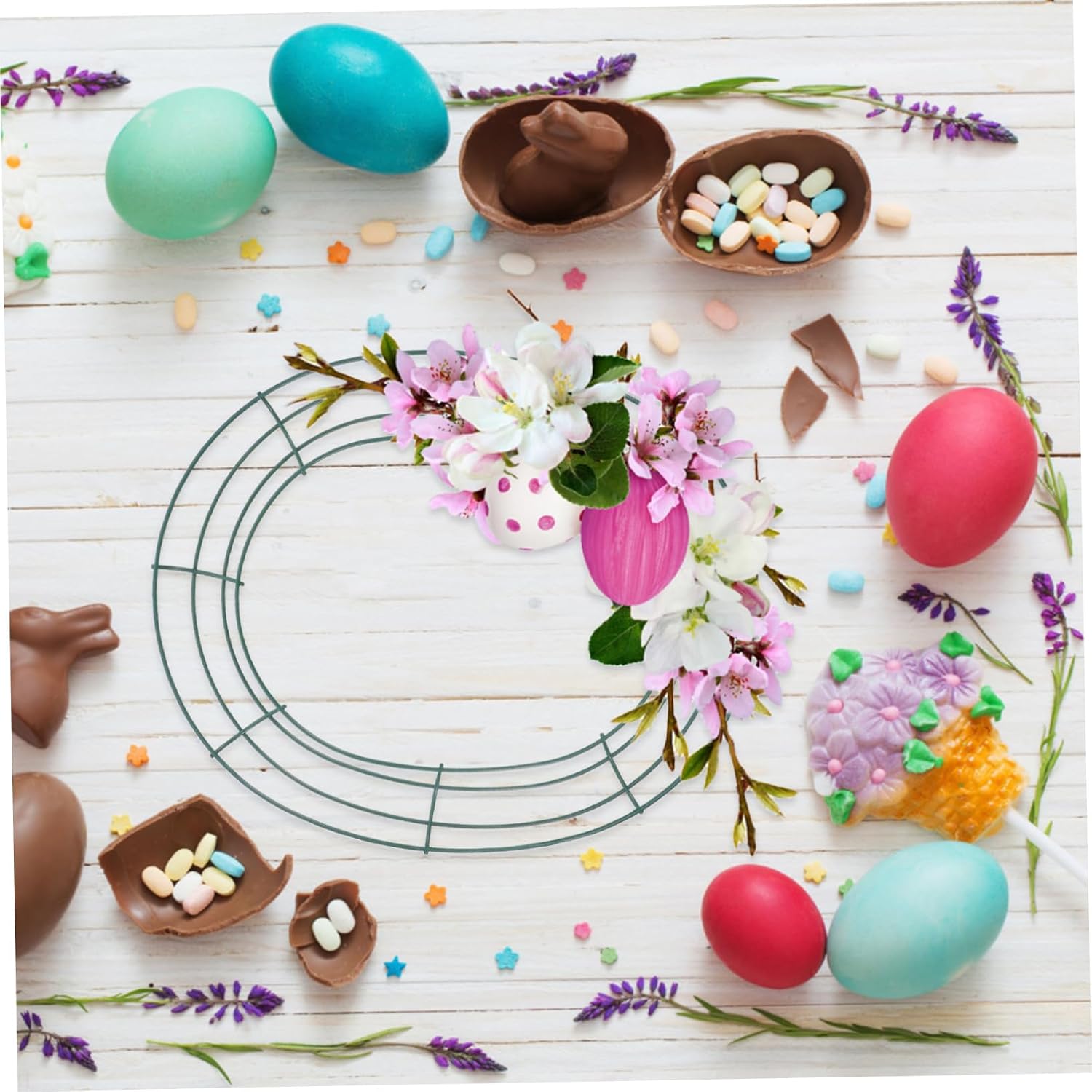 Levemolo 3pcs Shaped Iron Wreath Frame for Easter Decor Floral Wreath Making Tool Garland Holder for Home and Holiday Celebrations