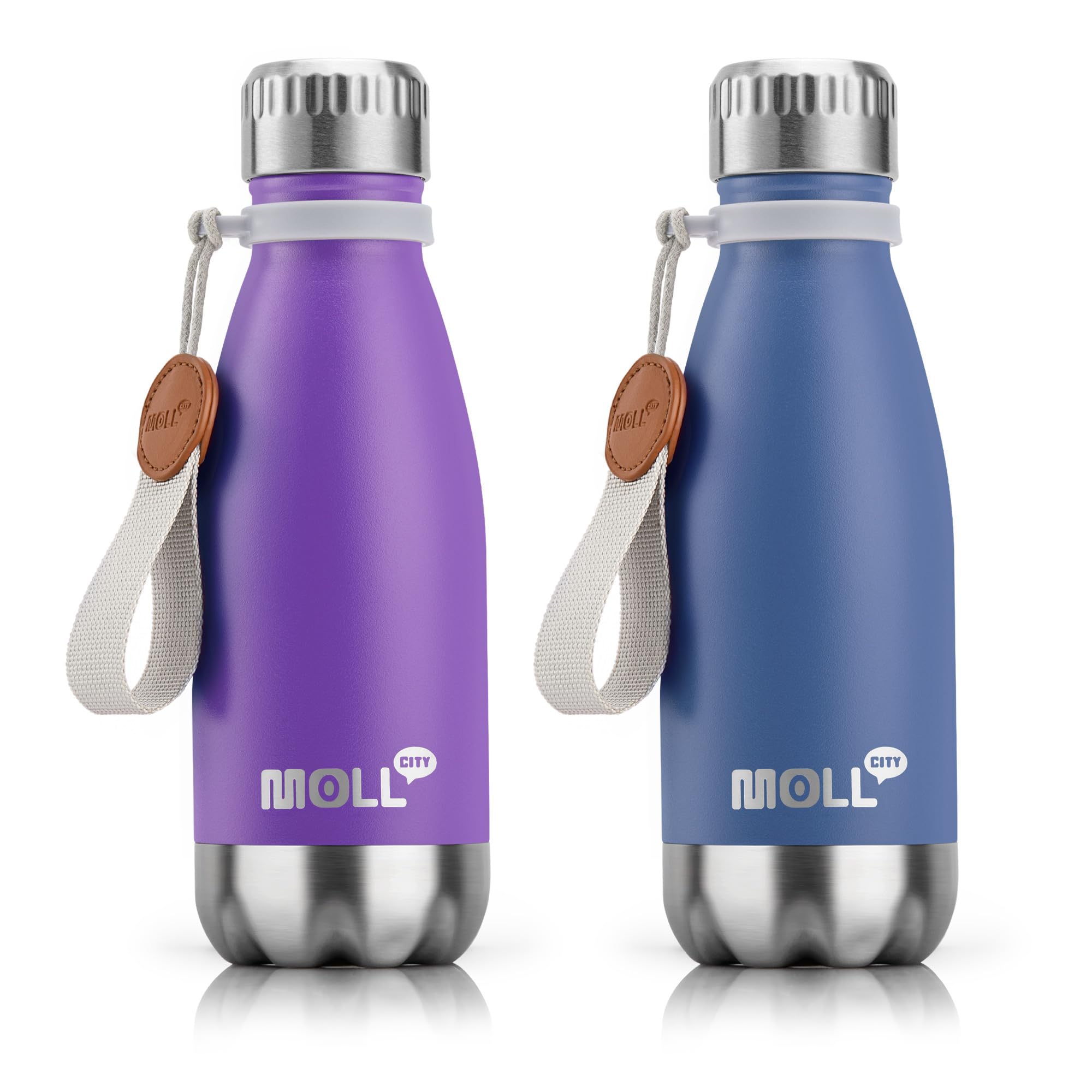 Mollcity 9 oz Water Bottle Stainless Steel Double Wall Vacuum Insulated Sports Water Bottle for Kids, Small Mini Cola Shape Water Bottle Leak Proof (