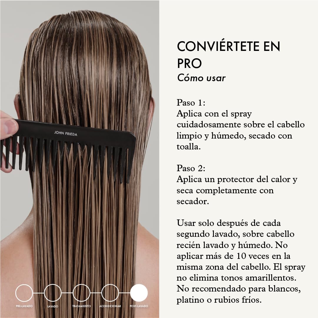 John Frieda Go Blonder Progressive Bleaching Spray | hebt Blond bis zu 2 Nuancen mit Wärme auf | frischt Reflexe und Wurzeln auf | mit Botanical Citrus Complex | natürliches oder gefärbtes Blond | 100