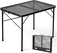 Vista 9 de Mesa plegable de picnic para parrilla, mesa de camping al aire libre con bolsa de malla portátil, compacta y plegable para fácil almacenamiento