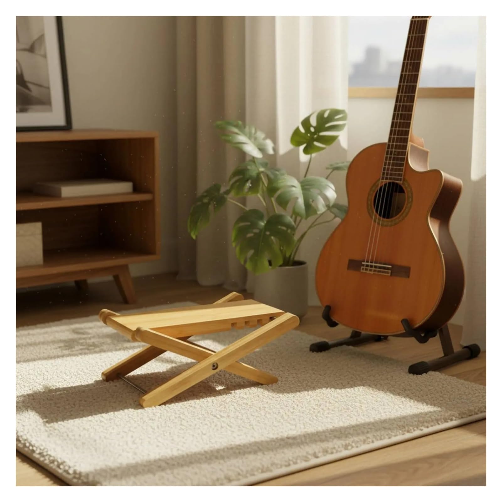 Klappbare, Polierte Gitarren-Fußstütze | Klappbare Fußstütze aus poliertem Holz for den Auftritt klassischer Gitarre