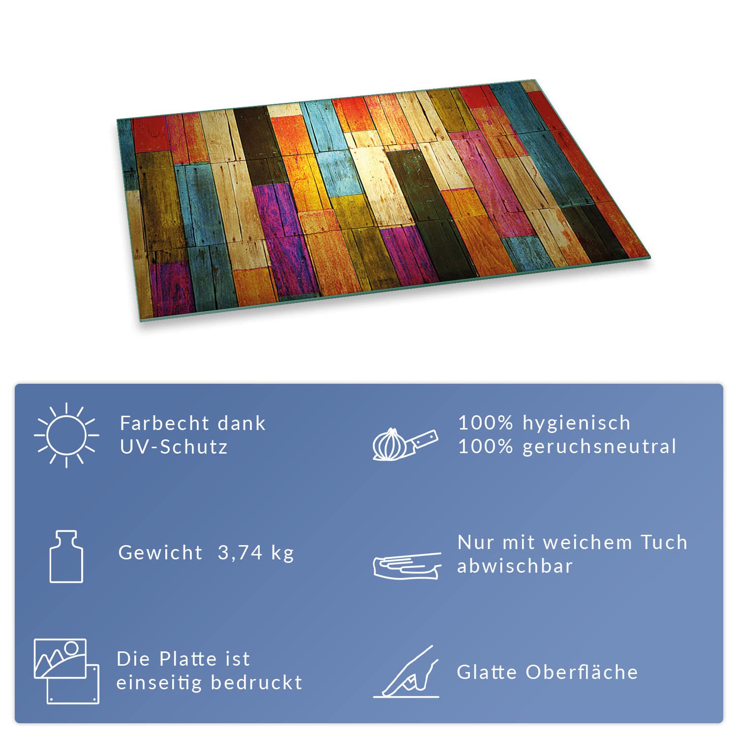 decorwelt | Herdabdeckplatte 80x52 cm 1-Teilig Holz Bunt Ceranfeldabdeckung Universal Spritzschutz Glas Deko Elektroherd Induktion für Kochplatten Herdschutz Schneidebrett Sicherheitsglas