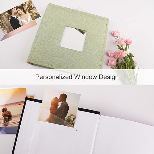 Miniatura 3 de Vienrose Álbum de fotos de 4 x 6 pulgadas, 100 fotos, cubierta de marco de lino con áreas de notas, libro de fotos de gran capacidad, libro de fotos