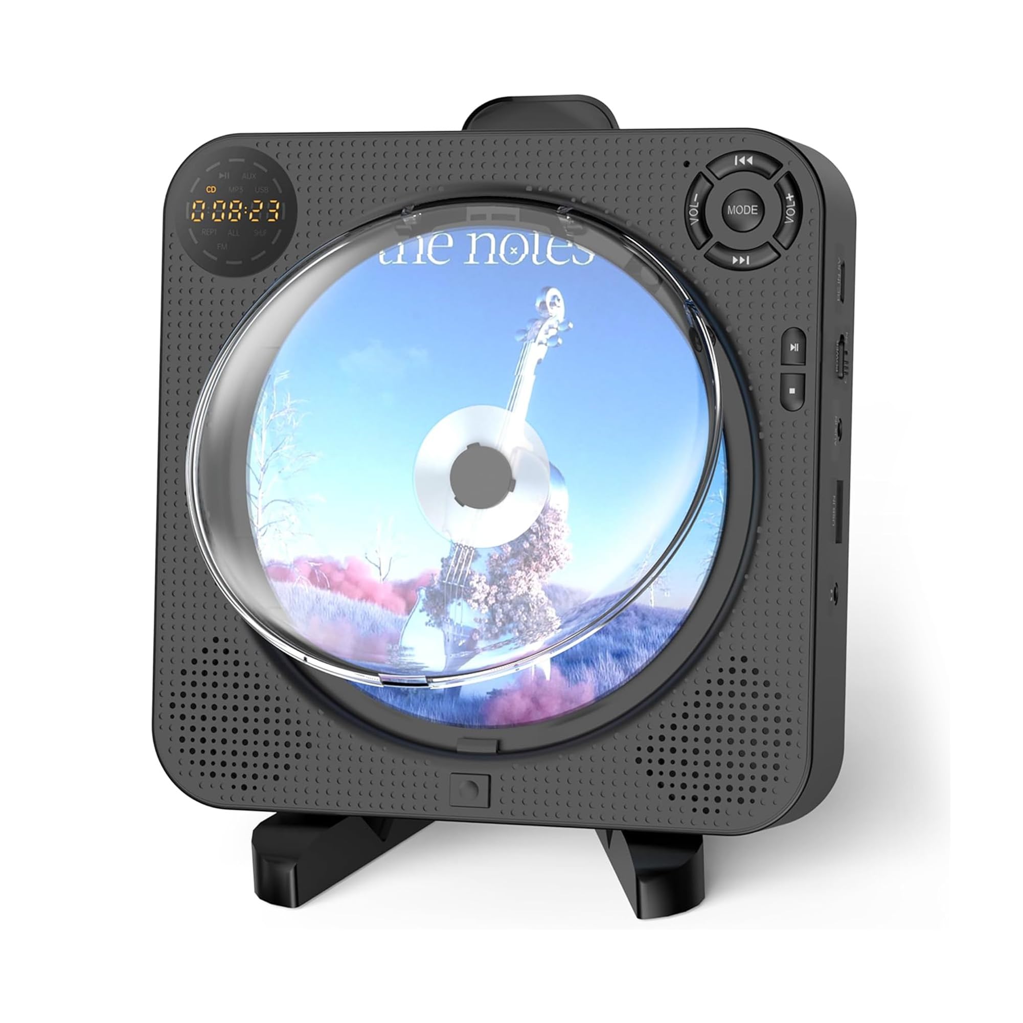 Desobry CDプレーヤーポータブルBluetooth送受信スピーカー内蔵 壁掛け&卓上置き式 多機能 FMラジオ/AUX/USB再生対応 A-Bリピート再生・ +10スキップ機能 ・ 5EQエフェクト 音楽鑑賞/語学学習/胎児教育 日本語説明書付き